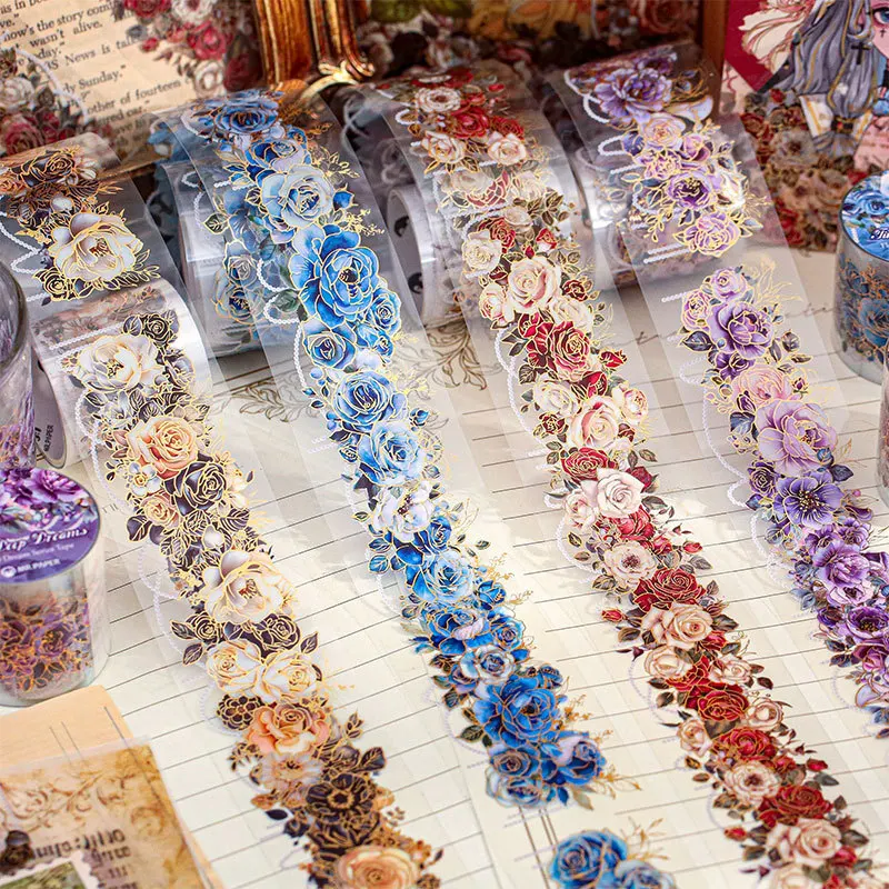 סרט PET בעל פרחים סדרת ארבע העונות מדריך לנוף צמחים DIY חומר לולאה מדבקה