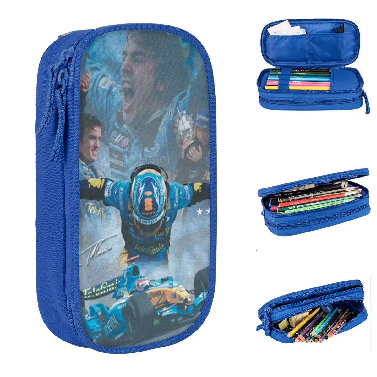 Cute Fernando Alonso Poster Pencil Cases Pencilcases Pen Box for Student Large Storage Bag School Supplies Gift Stationery