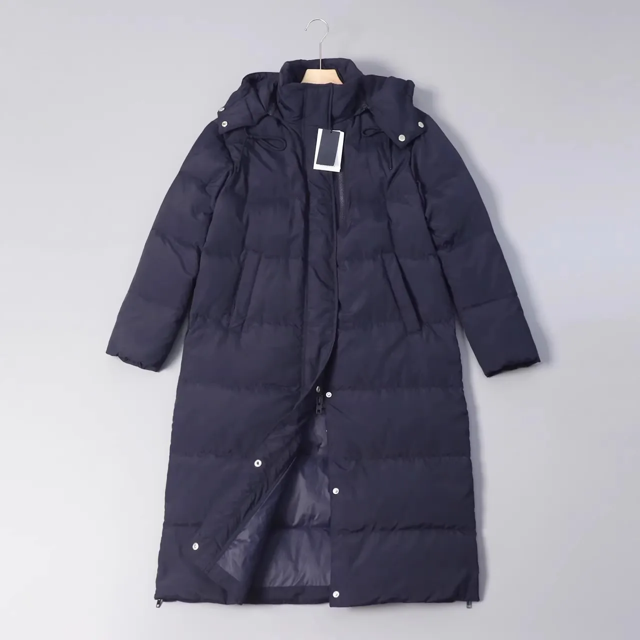 قبعة ثي الدافئة القابلة للفصل Du down Jaet معطف متوسط الطول للنساء للركاب Sle عادي Sve سحاب طويل لون نقي