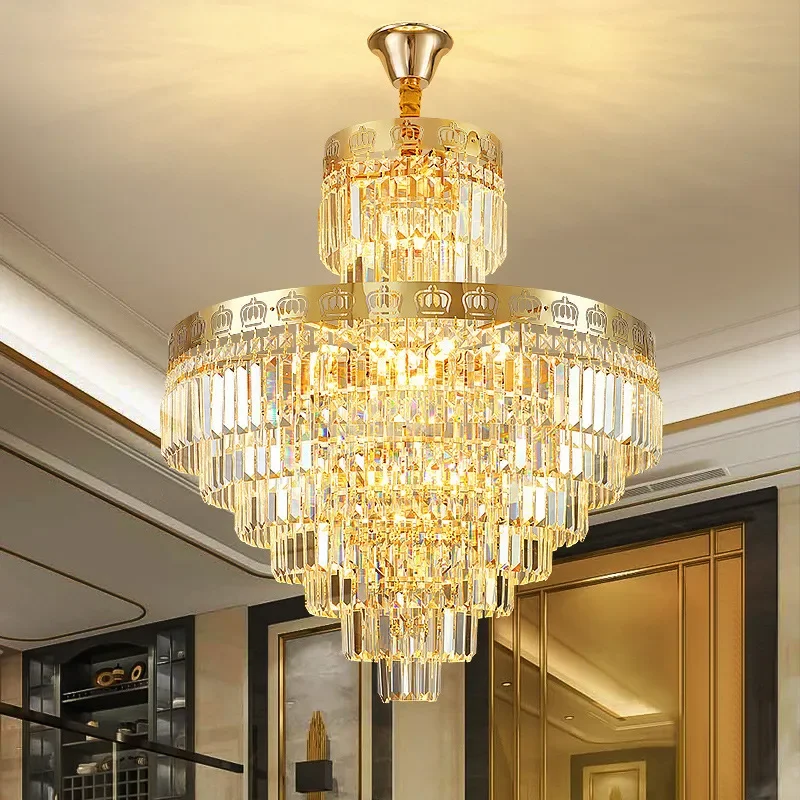 2025 New Crystal Chandelier for Duplex Villa Living Room Middle Floor Hall Lighting Fixture Modern Luxury Ceiling Lamp Decor