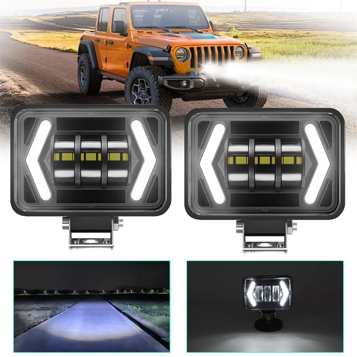 Baccelli luminosi a LED da 4.5 pollici Offroad LED Driving Light 80W 8000LM Spot Light indicatore di direzione luce di lavoro per camion ATV UTV