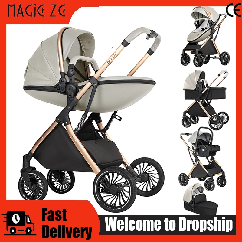 Passeggino 3-in-1 con seggiolino auto, sistema da viaggio per neonati, passeggino pieghevole con seduta a guscio d'uovo, carrozzina, accessori per neonati