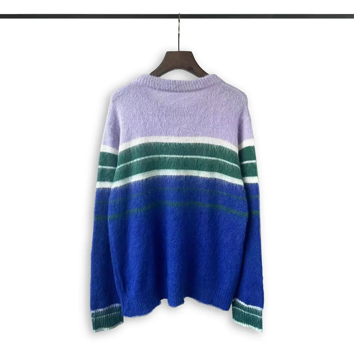 Vintage Kontrast farbe gestreifte Woll pullover Herren und Damen Rundhals ausschnitt Baggy Casual Winter pullover übergroße Patchwork Blusen