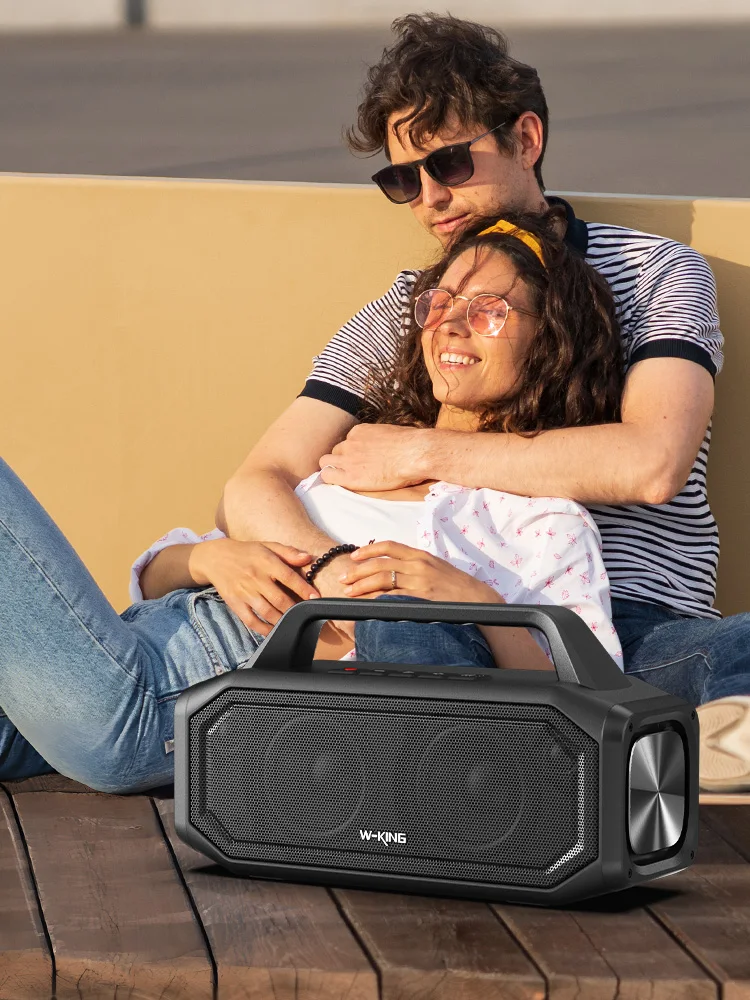 W-KING BT261-2 80W Bluetooth-Lautsprecher, tragbare Outdoor-Lautsprecher mit Bass-Boost, Stereo-Pairing, Reverse-Charging, IPX6 wasserdicht