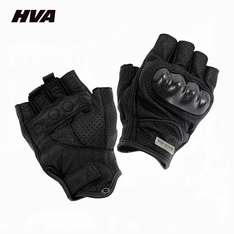 Summer Motorcycle Fingerless Gloves Accessories Goatskin Leather Half Finger Gloves Motocross Gant Moto Guantes Moto Verano