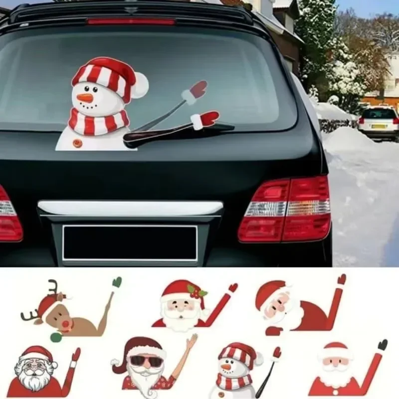 Detachable Christmas decals, car window cleaning stickers, waterproof Christmas waving, Santa Claus, Christmas home decoration