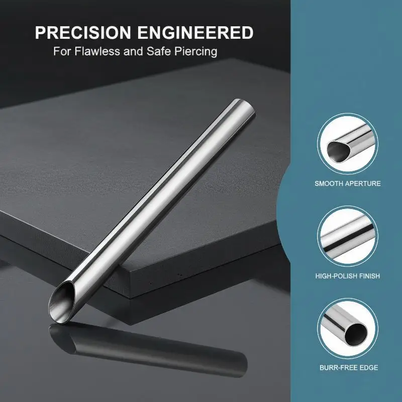 Body Piercing Tool Piercing Receiving Tube 1Pcs Stainless Steel for Ear Navel Tongue Piercing Work
