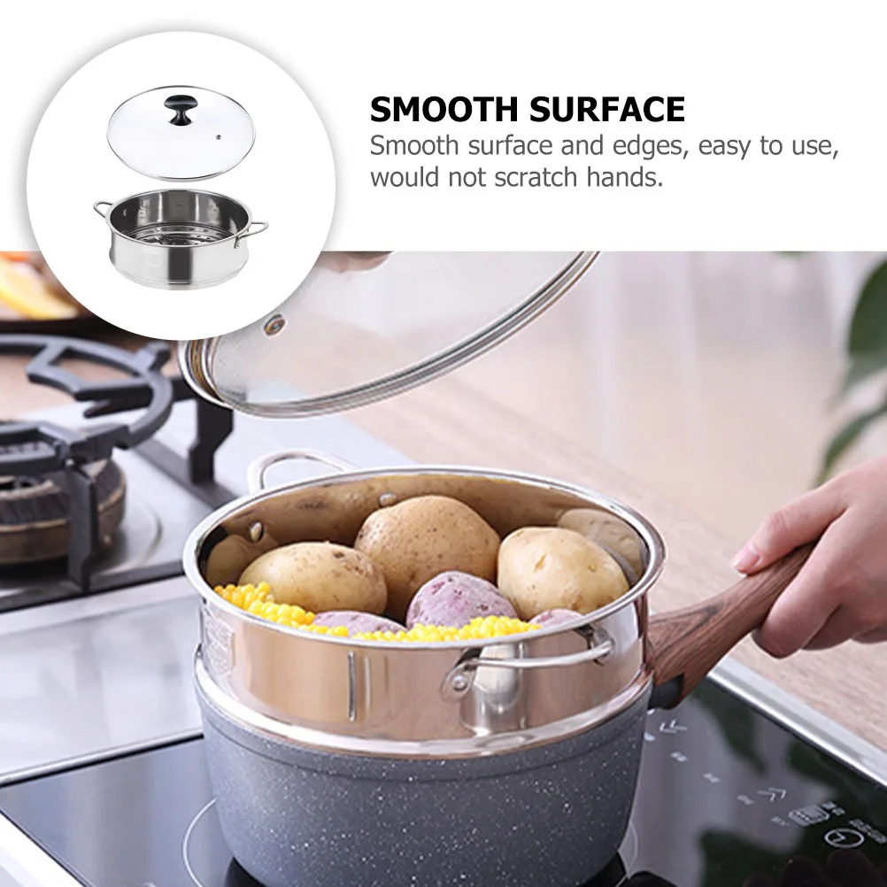 

Double Handled Stainless Steel Steamer for Cooking Kitchen Food Steaming Basket Multi Functional Steam Pot Household Cookware
