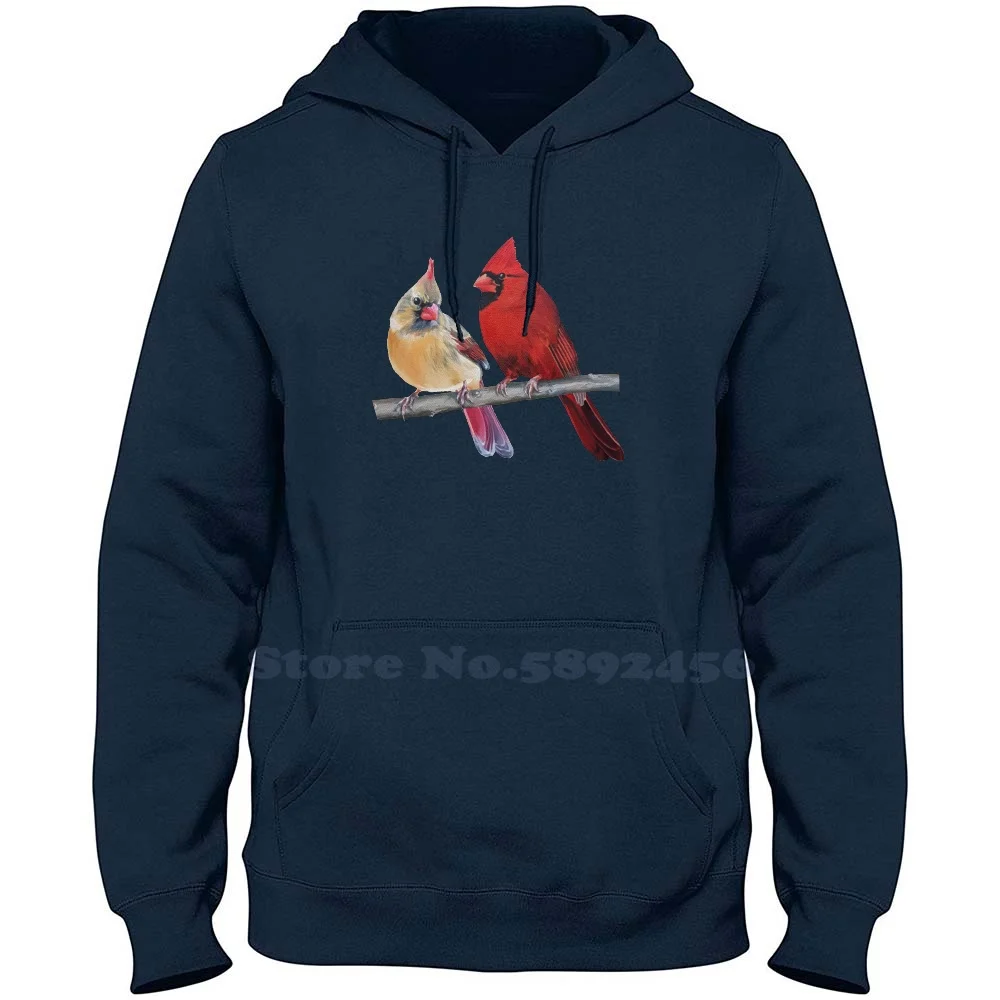 Northern Cardinals Pair Painting ( No Background ) 100% Pure Cotton Hoodie Cardinals Bird Lover Birdwatching Birder Birding