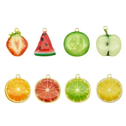 8PCS Epoxy Enamel Fruits Charms Lemon Orange Mixed Pendant For Women Earrings Bracelet Jewelry Making Craft DIY Accessory