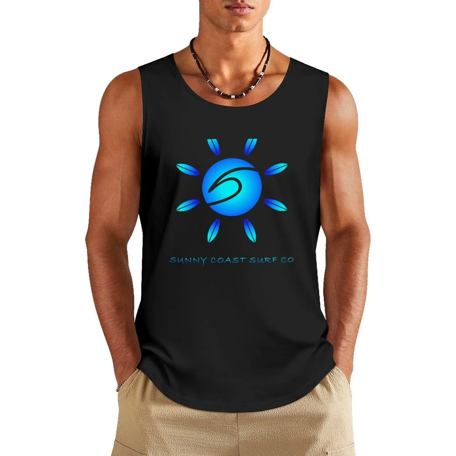 Ocean Wave Print Tank Top gym clothing bodybuilding t-shirt men clothes