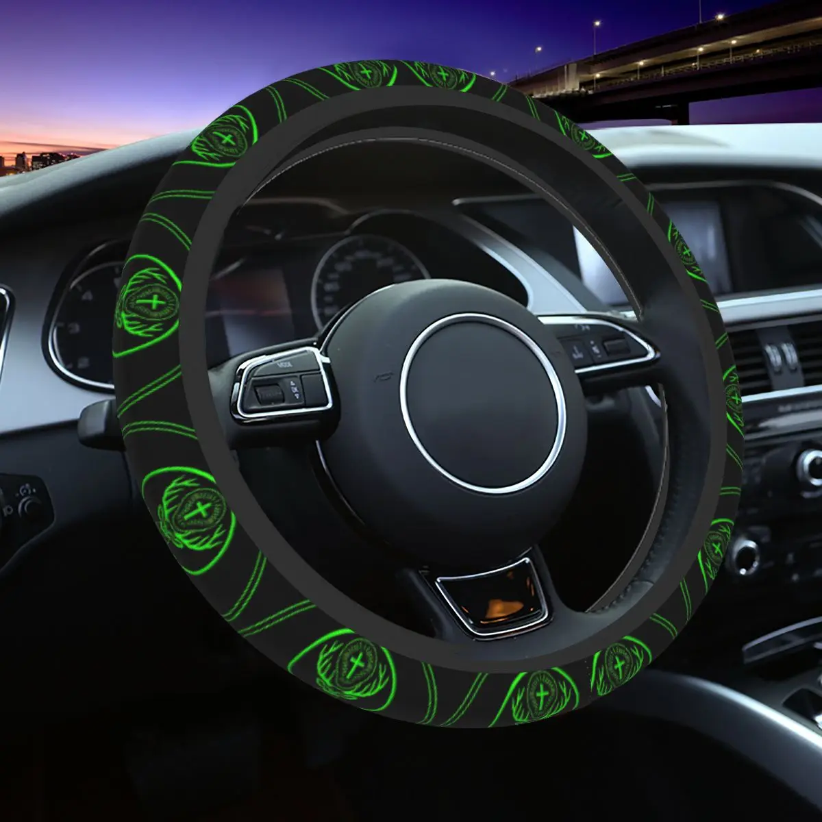 

J-Jagermeister Deer Logo Car Steering Wheel Cover Fashion Car Covers Suite for 14.5-15Inches Design Steering Cover