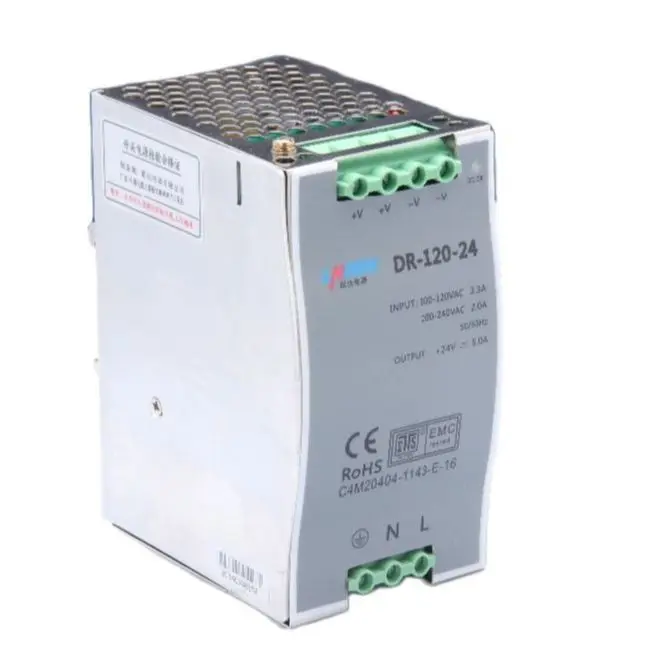 DR-120-12 DR-120-24 DR-120-48 120W 12V 24V 48V Single Output Industrial DIN Rail Power Supply