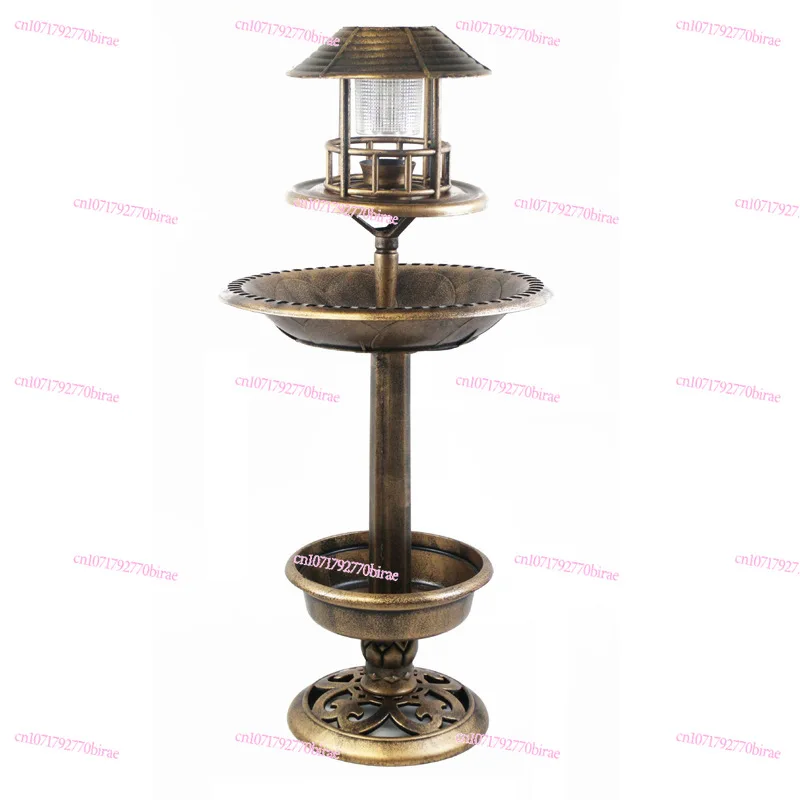 

Outdoor Garden Antique Solar Bird Bath with LED Lights Plastic Bird Feeder Feeder