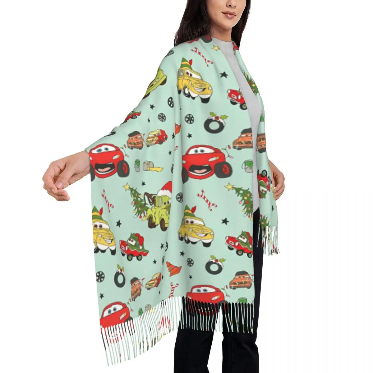 

Women's Tassel Scarf Cars Lightning McQueen Long Winter Fall Shawl and Wrap Gifts Pashmina Scarves