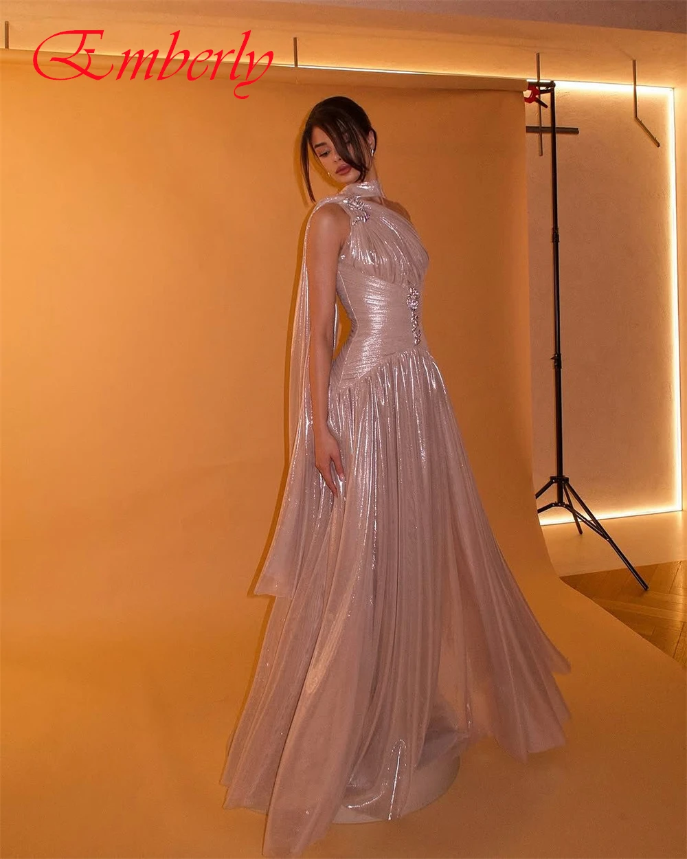 Personalizado luxo organz a linha vestido de noite clássico um ombro sem mangas vestidos de baile sexy vestidos de ocasião especial