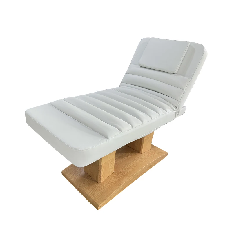 New Arrival Salon Furniture White Wood Grain Base Beauty Spa Facial Bed 4 Motors Electric Reclining Massage Eyelash Medical Bed