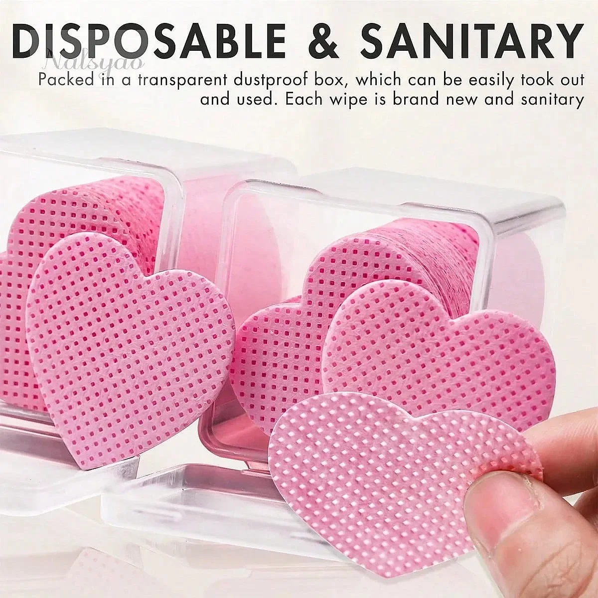 Nalsyao 200Pcs Lint Free Nail Wipes Eyelash Extension Glue Cleaner Cloth Non-Woven Nail Gel Remover Cotton Pad