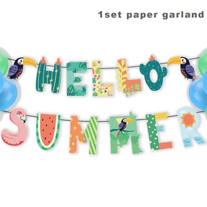 Vòng hoa flamingo cho Đảng Hawaii, Luau nhiệt đới, Cờ Aloha cho mùa hè, bãi biển, sinh nhật 6 Bán hàng chính Alohas - №4