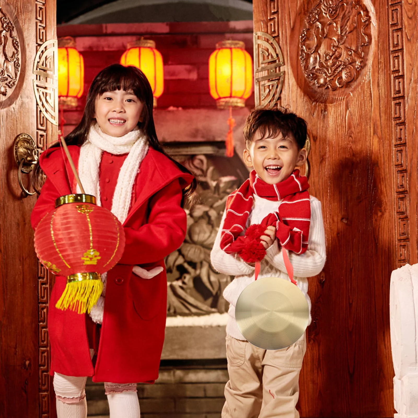 

Gongs and Drums Musical Instrument Mini with Mallet Chinese Percussion Instruments Hand Traditional