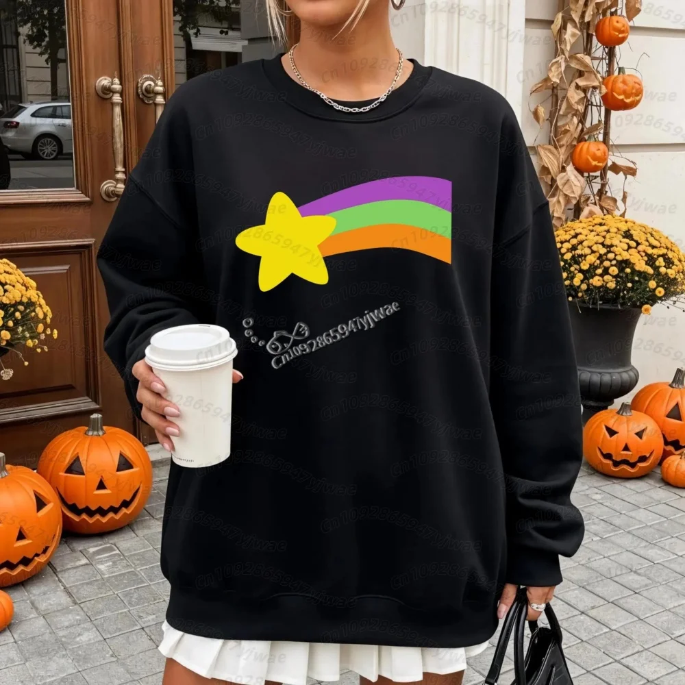 Women Winter Mabel Rainbow Shooting Star Sweatshirt Cartoon Fans Halloween Costume Round Neck Hoodie Men Women Unisex Sweatshirt