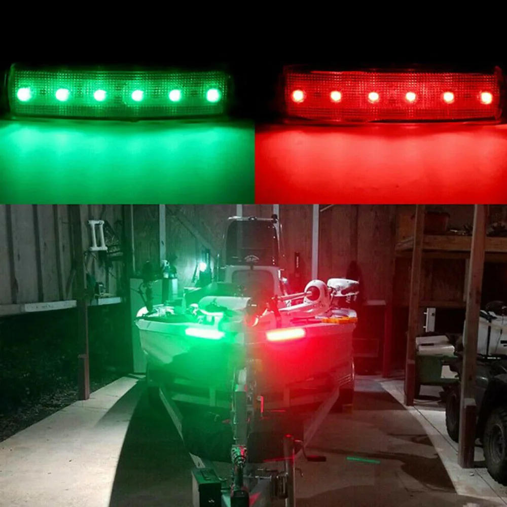 High Quality Red+Green Navigation 6LED Lights Stern Boat Starboard Lamp Set DC12V Waterproof Low Power Consumption