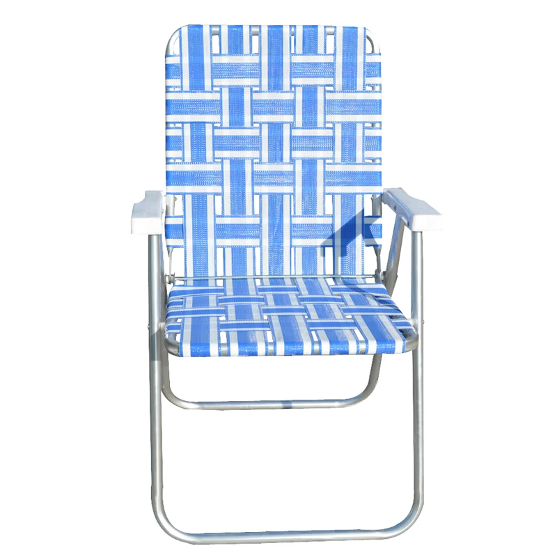 Folding Patio Lawn Webbed Chairs Beach Camping Chairs for Garden Blue - view 3