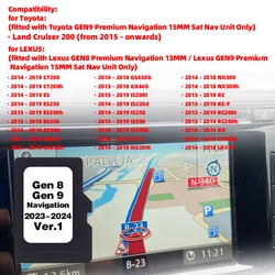 TF Card Europe UK Maps Sat Nav GPS 8GB 2024/2025 Data for Lexus Toyota Car Navigation GEN8 GEN9 Update