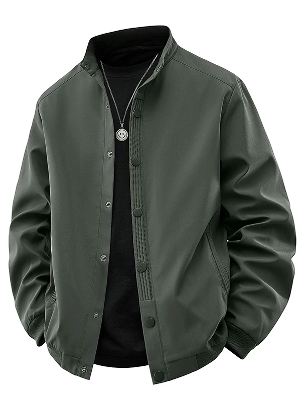 

Spring Autumn 2025 Men's Slim Fit Stand Collar Jaet Korean Sle Busin Casual Baseball Coat Young Men's Faion Outerwear