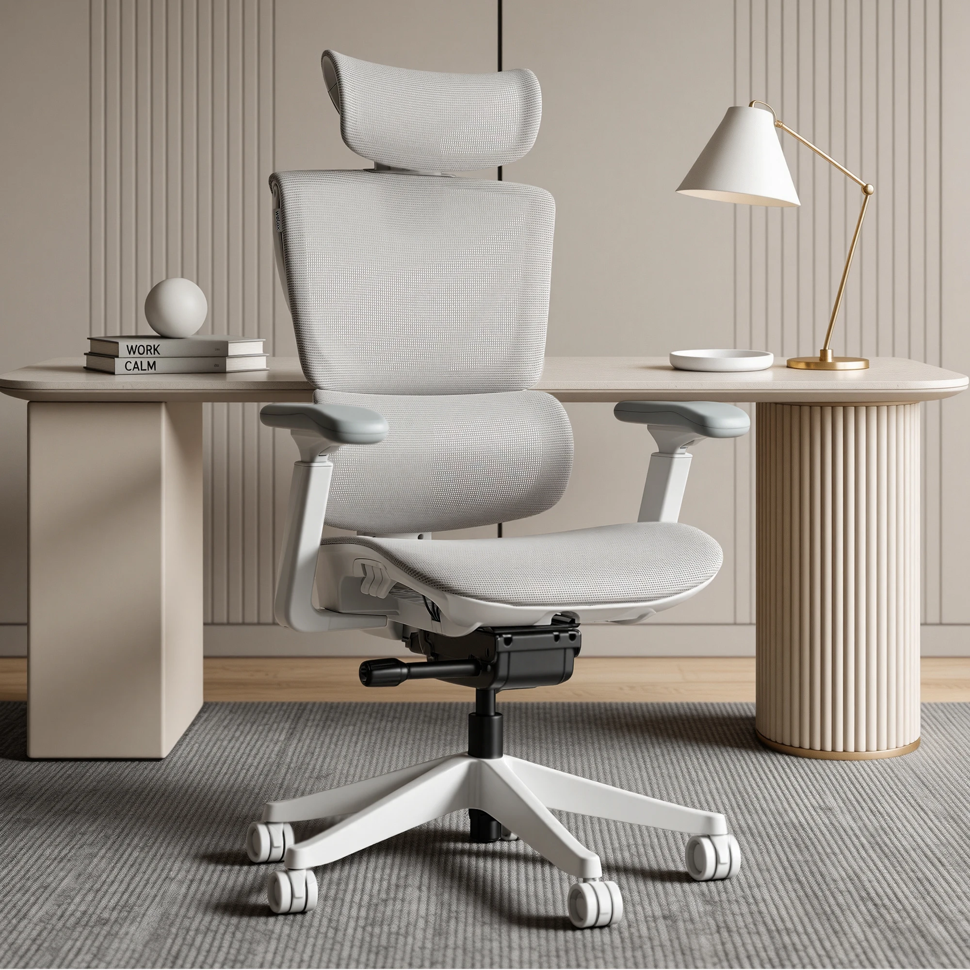 WELAX S7 Chaise de bureau ergonomique avec dossier en maille, support lombaire haut, accoudoirs réglables à 4 compartiments et roulettes - Chaise confortable pour le bureau, le télétravail ou les jeux