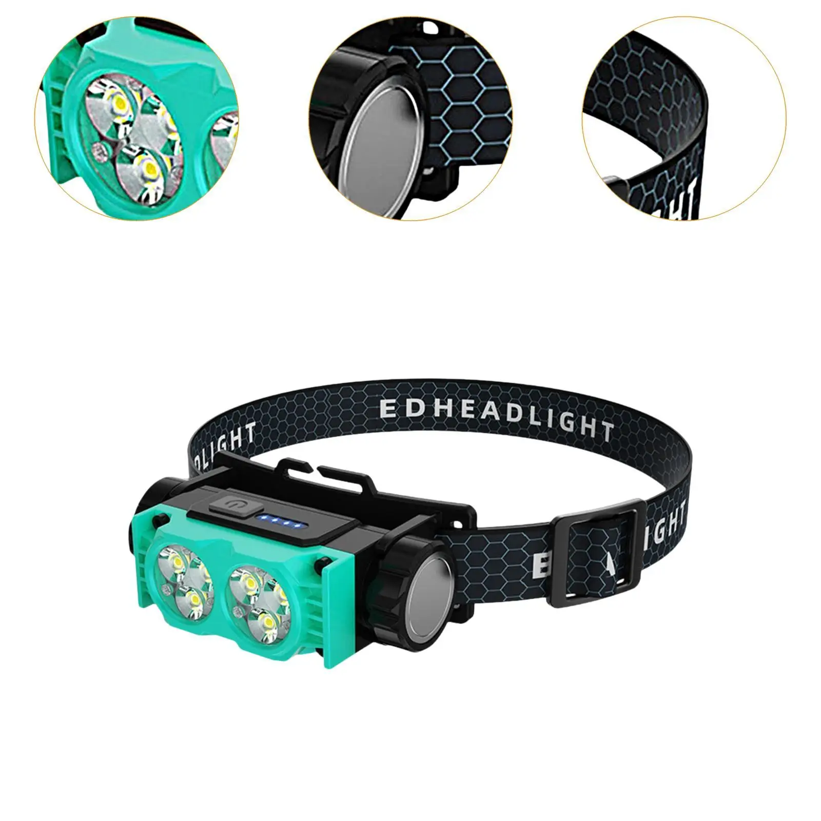 LED Headlamp Rechargeable Super Bright Headlamp Adjustable USB Head Torch Flashlight Outdoor Headlight for Work Hunting Camping