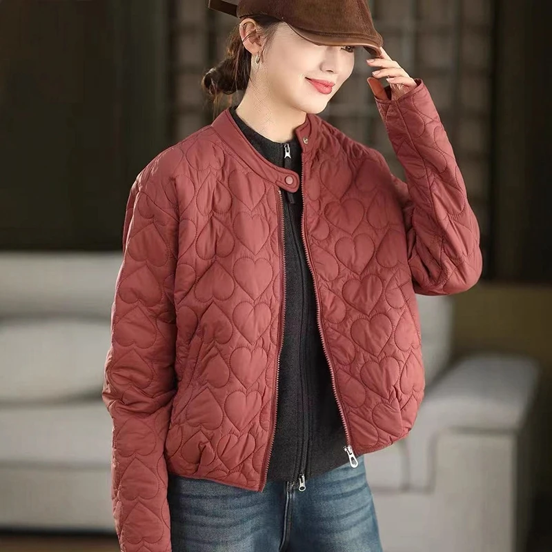 

Women Casual Quilted Coats New Arrival 2025 Winter Vintage Style Stand Collar Solid Color Female Thick Warm Basics Jackets M2046