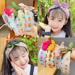 Aishg Fruit Print Haarband Voor Vrouwen Aardbei Knoop Strik Hoofdband Koreaanse Zoete Stof Hoepel Haarband Meisjes Haaraccessoires