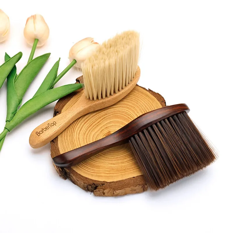 Brosse à barbe à manche en bois pour hommes, plumeau doux pour coiffure, peigne pour enlever les cheveux cassés, livres de cheveux