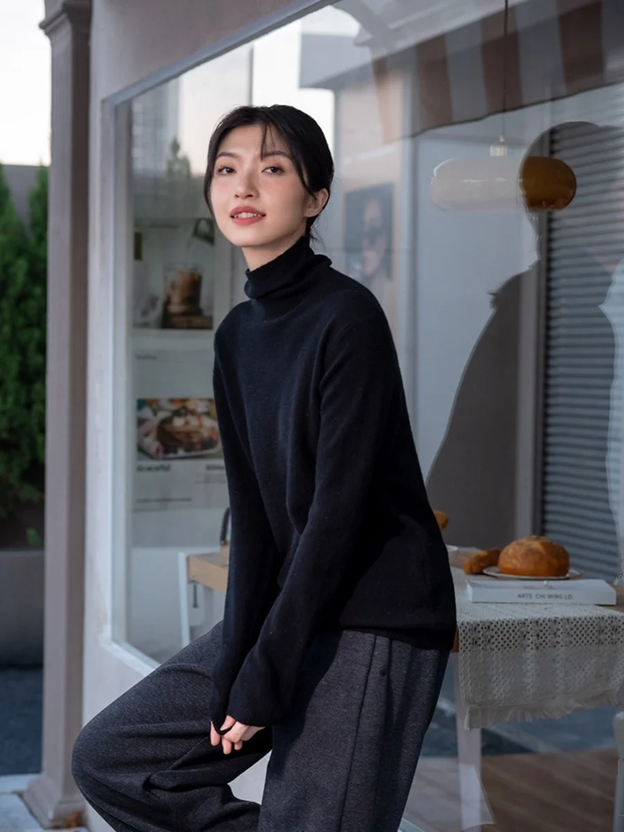 

Warm High Collar Women's Sweater 00% Wool ADust Winter Collection Soft Cozy Knitwear Versatile Color Commute Sle