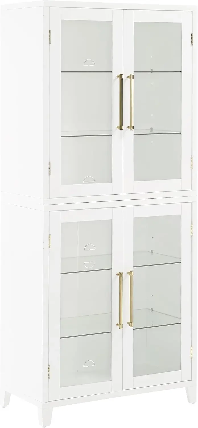 Crosley Furniture Roarke Glass Door Storage Pantry, White