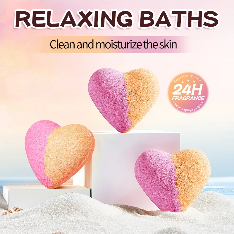 

Heart-Shaped Bath Bombs - Fizzy Aromatherapy for Relaxation, Moisturizing & Skin Detox 3 color