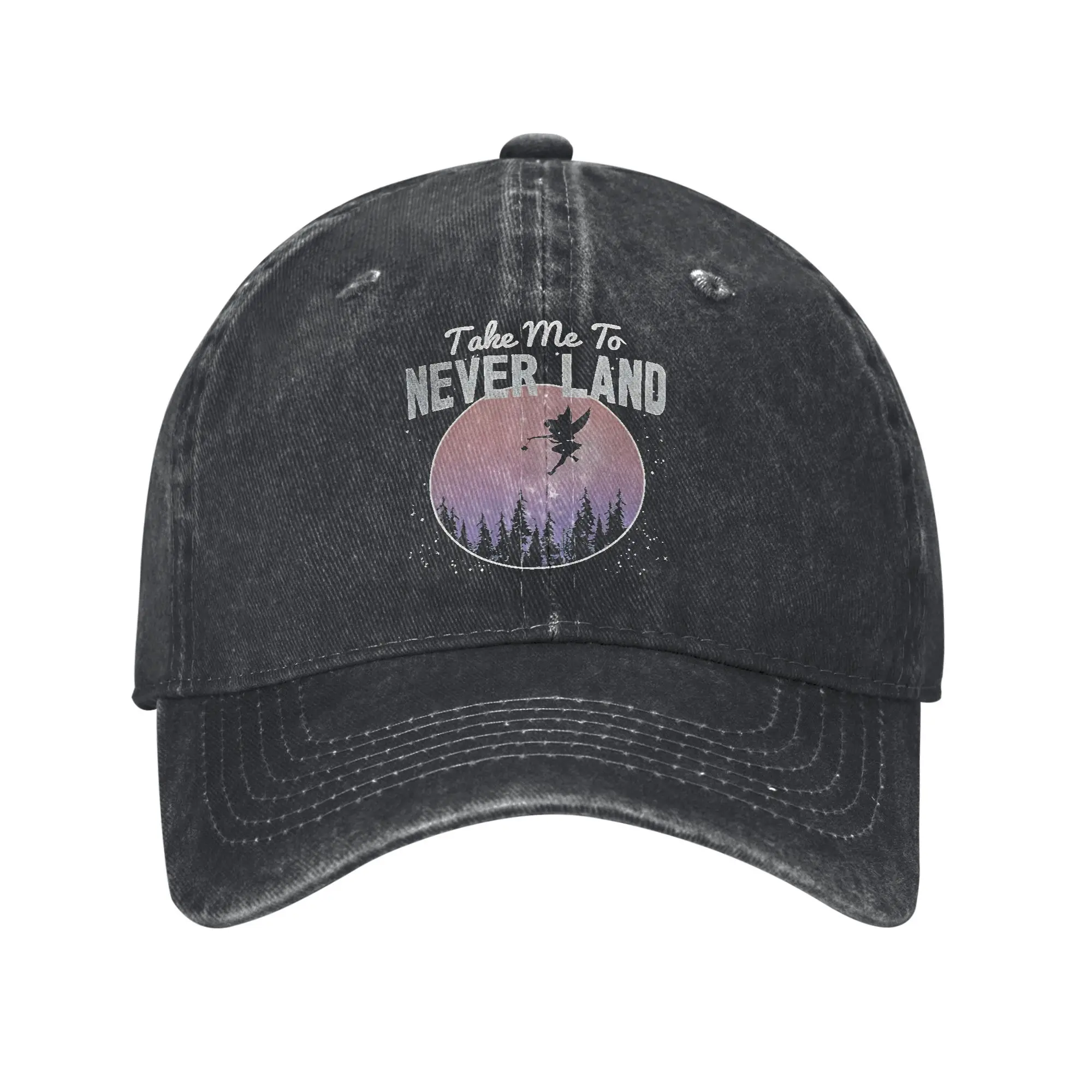 

Питер Пэн Тинкер Белл Take Me To Never Land Бейсболки в стиле унисекс Потертые хлопковые шапки Ретро уличная регулируемая солнцезащитная кепка