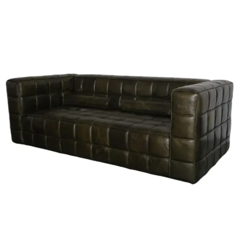 Small apartment living room sofa leather first layer cowhide full leather western dining room