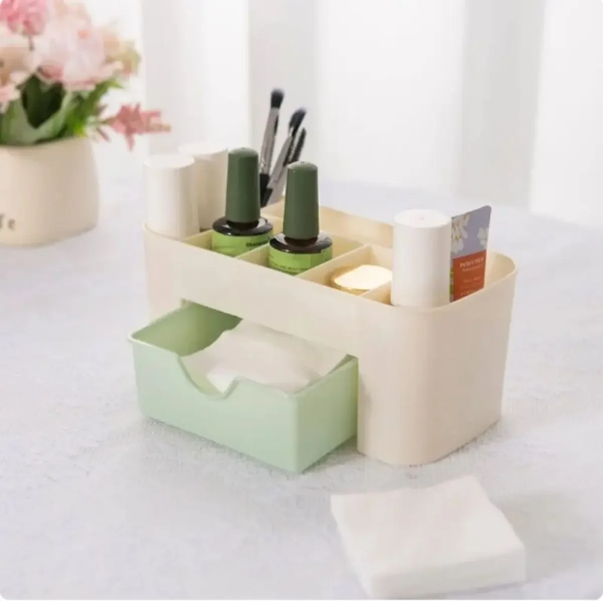 Nail Storage Box Container Cotton Swab Storage Box Accessories Cleaning Desktop Tools Multifunctional Jewelry Box Cosmetic Stor