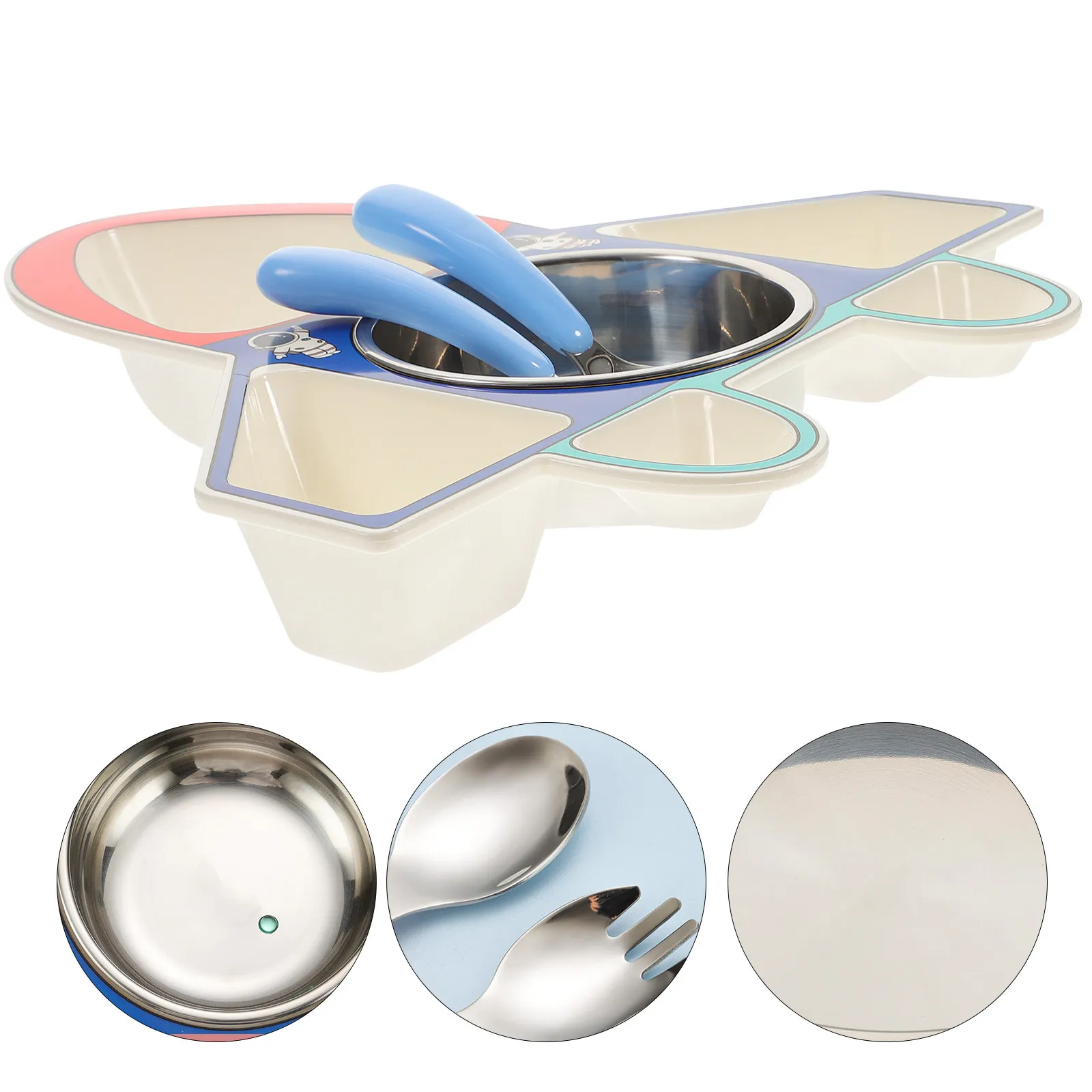 

1Set Toddler Eating Bowl Set Divided Baby Food Plate Airplane Cartoon Style Dish for Kids Daily Use Gift Box Included Sturdy