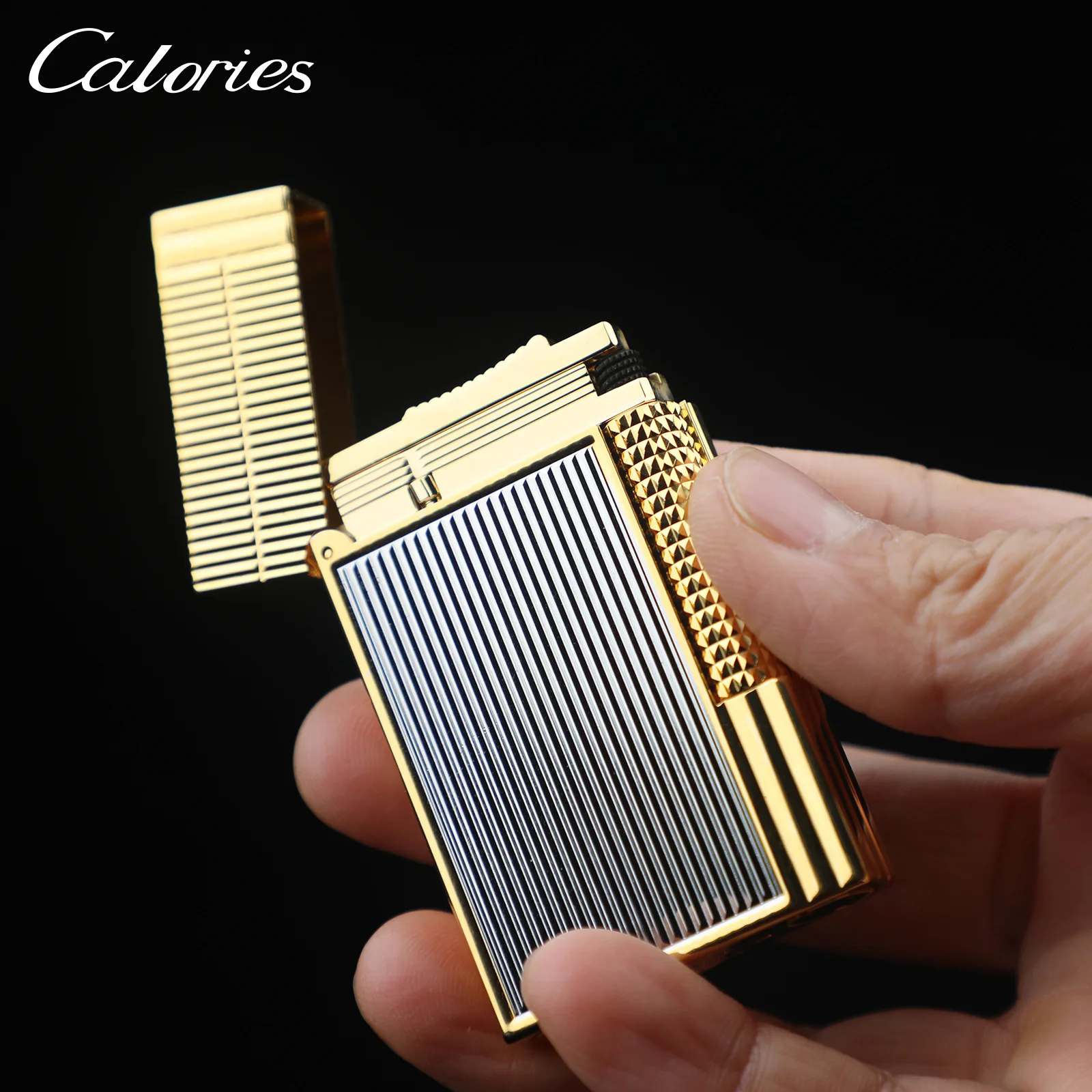 

Зажигалка Calorie Karulang Sound Lighter Room Gold Gatsby Paris Ding с газовым баллоном и выдвижным колесом зажигания, персонализированный подарок, оптовая партия для курения, 2026