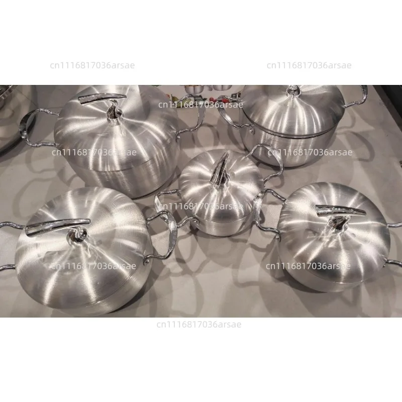 5Pcs Aluminum Pot Set Apple Shape Cookware With Lids Non-Stick Soup Pots For Home Kitchen