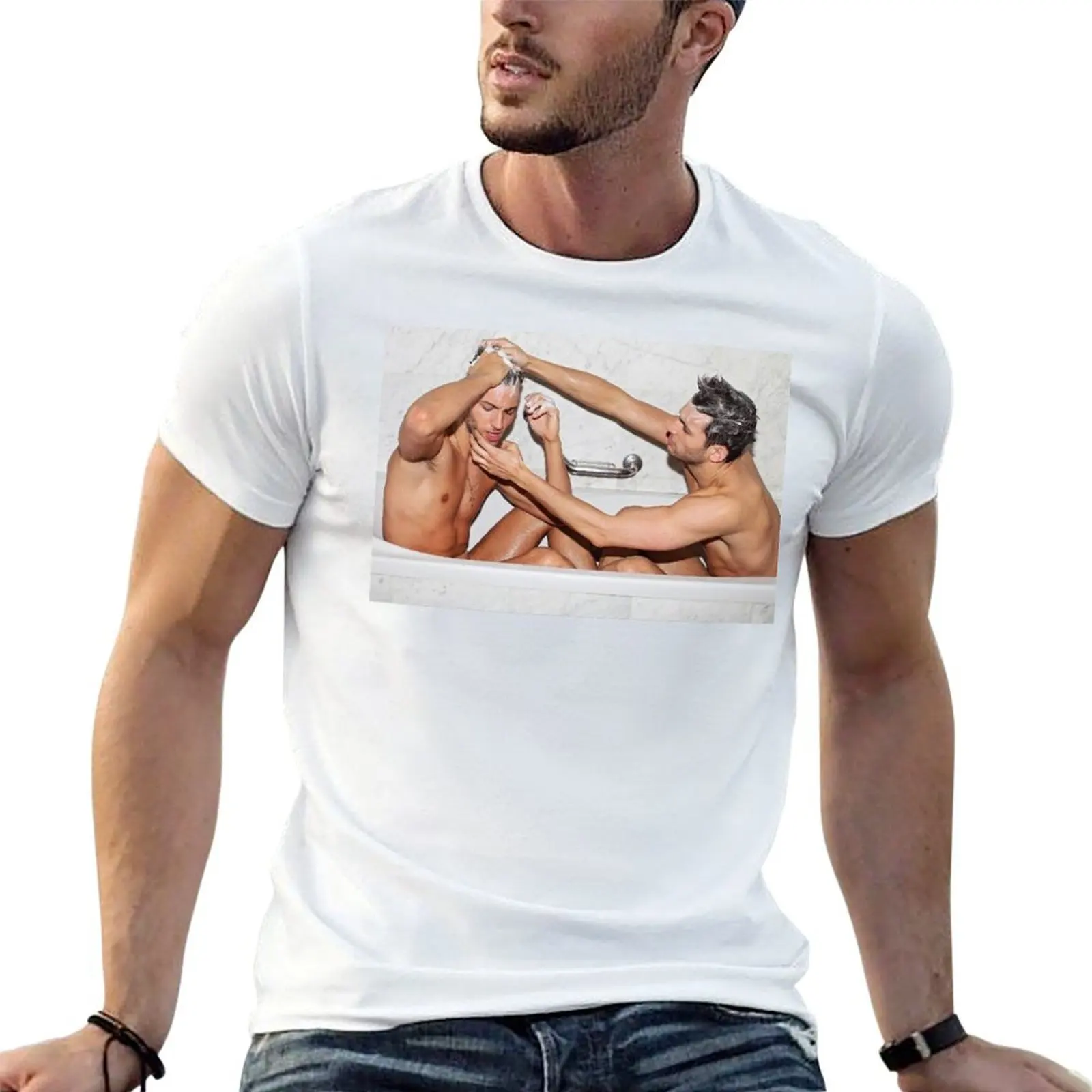 Sexy shower time with my boyfriend, homoerotic gay art T-Shirt shirts graphic tee shirts graphic tees men clothing