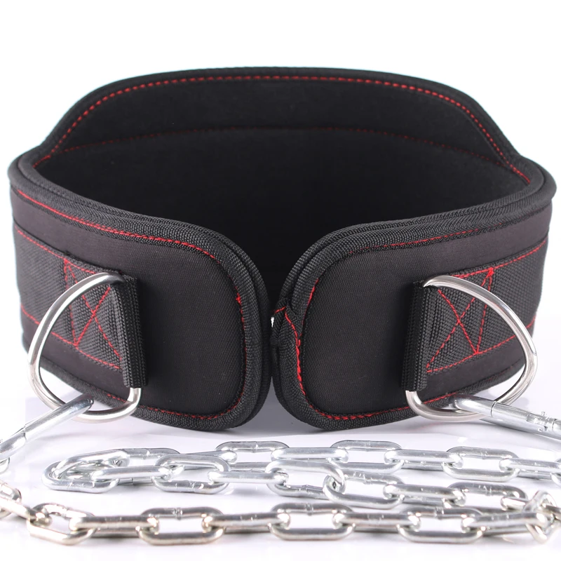 Cinturón de inmersión grueso negro para entrenamiento de levantamiento de pesas, cinturón de dominadas con cadena, entrenamientos de levantamiento de pesas y culturismo, protección de cintura
