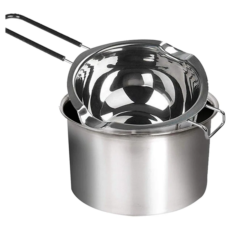 6-Pack Stainless Steel Double Boiler, Heat-Resistant Handle 2 Cup Capacity, Universal Pad