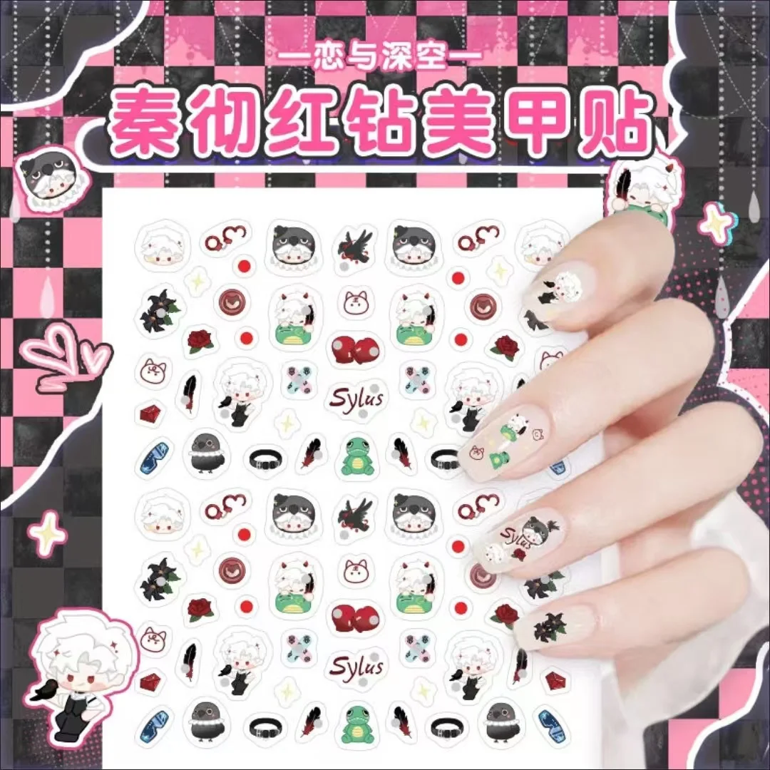 New Kawaii Game Love and Deepspace Nail Stickers Cartoon Cute Sylus Qin Che Nail Sliders Korean Nail Art Manicure Decors Gift