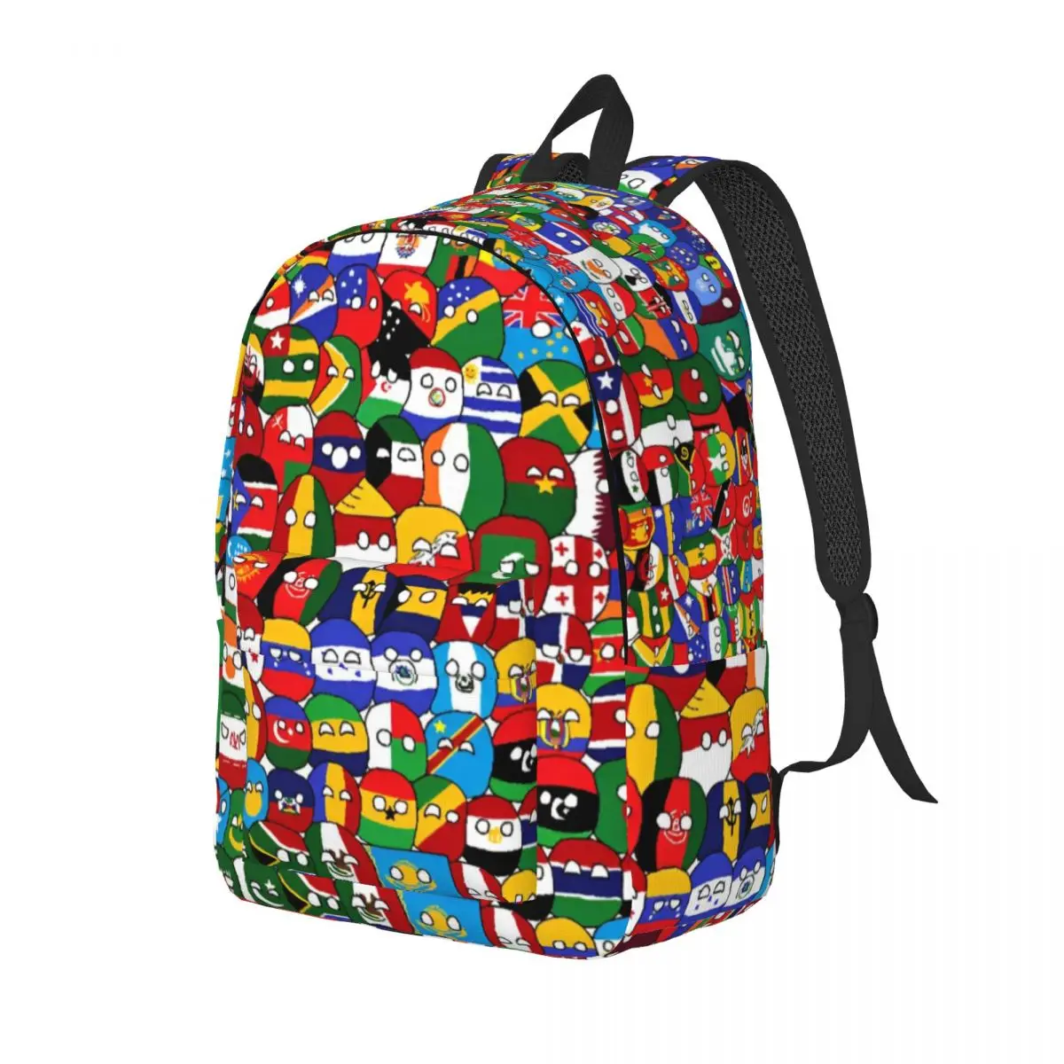 Countryball Cartoon Backpack for Boy Girl Kids Student School Bookbag Countries Earth Canvas Daypack Preschool Kindergarten Bag