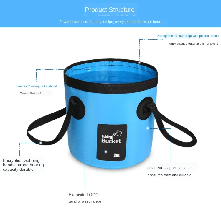 12L/20L Schüssel Waschbecken Waschen Tasche Auto Waschen Eimer Tragbare Outdoor Reise Faltbare Wasser Multifunktions Falten Tragbare Eimer wasser – Detail 6