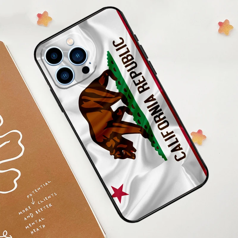 California Flag Phone Case For iPhone 15 16 14 13 12 11 Pro Max Mini Plus XS X XR Back Cover